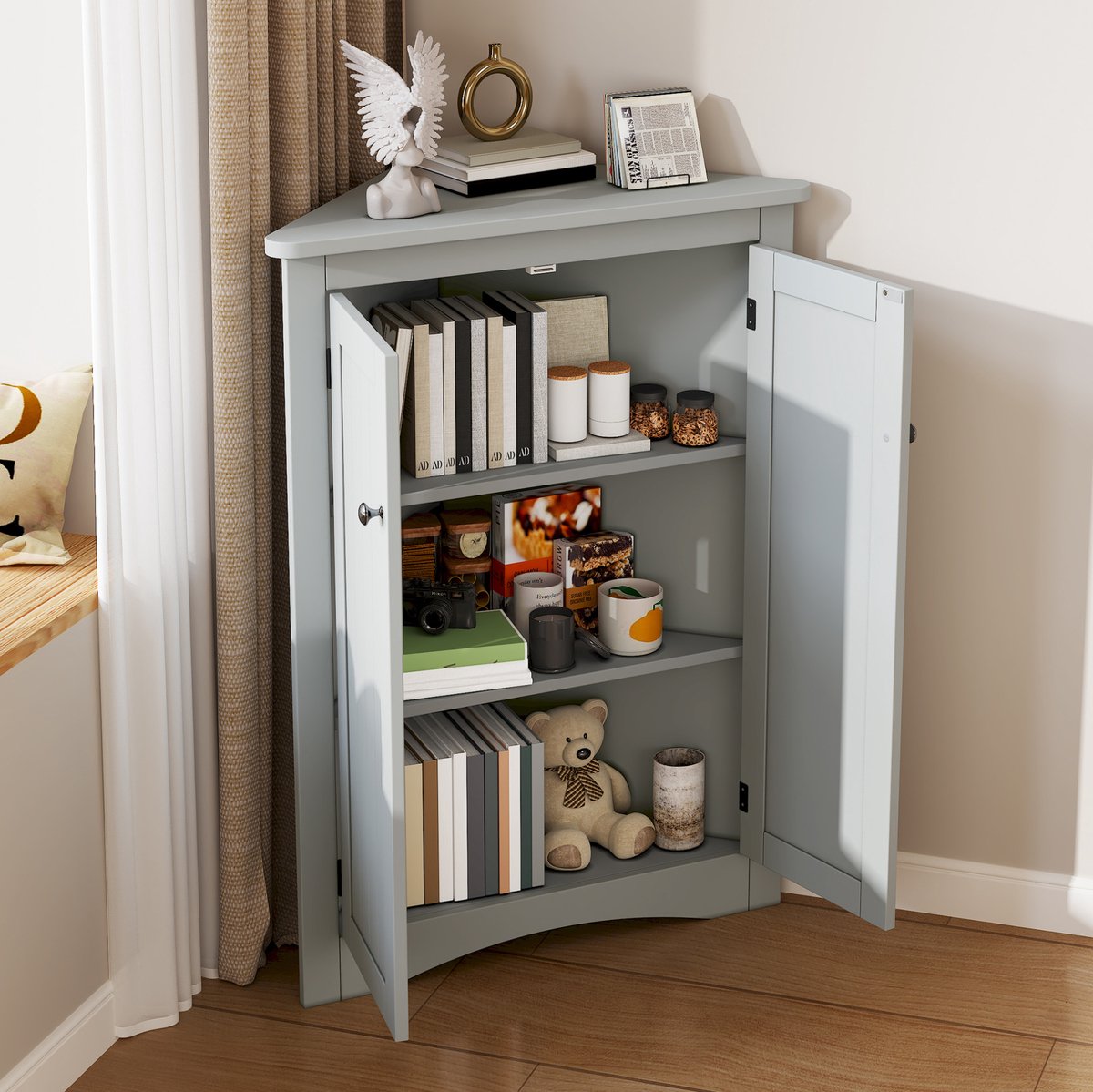 MODFU - Kast - Hoekkast - Grijs - MDF - 61,5 X 80 Cm