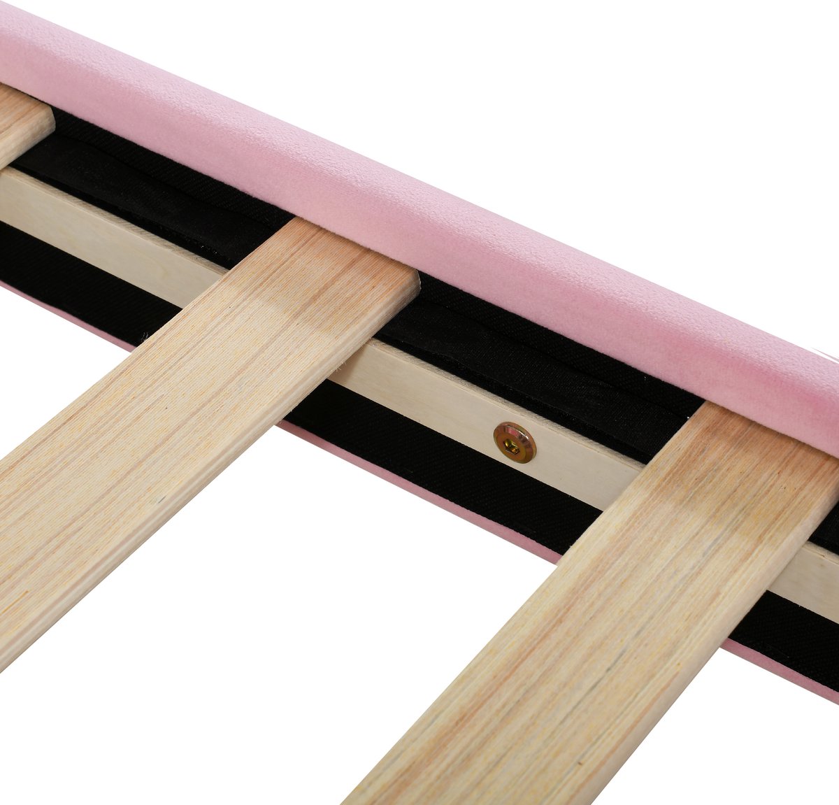 WUVRIE Slaapbank 90x200 cm kinderbed in roze met lattenbodem en verstelbaar hoofd- en voeteneind