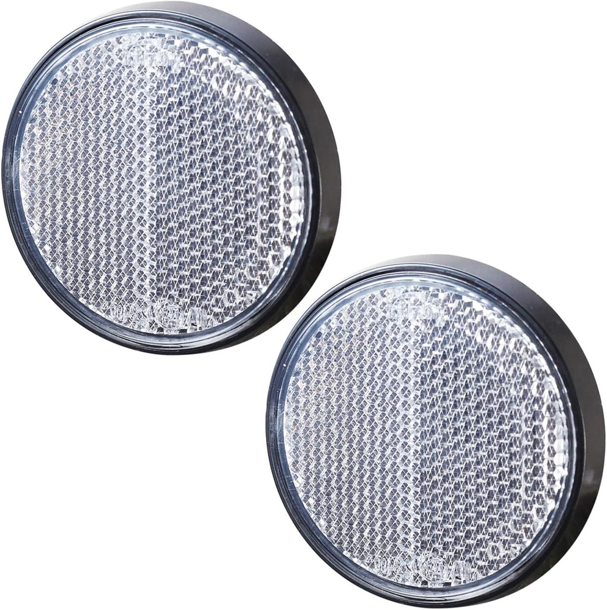 Set van 2 Witte Reflectoren Rond Φ60mm Zelfklevende Caravan Reflectoren voor Deuren en Palen