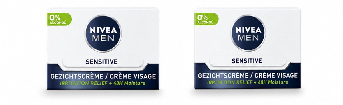 2 x NIVEA MEN - Sensitive - Dagcrème Gezicht - 50 ml - Bulkverpakking - 2 stuks