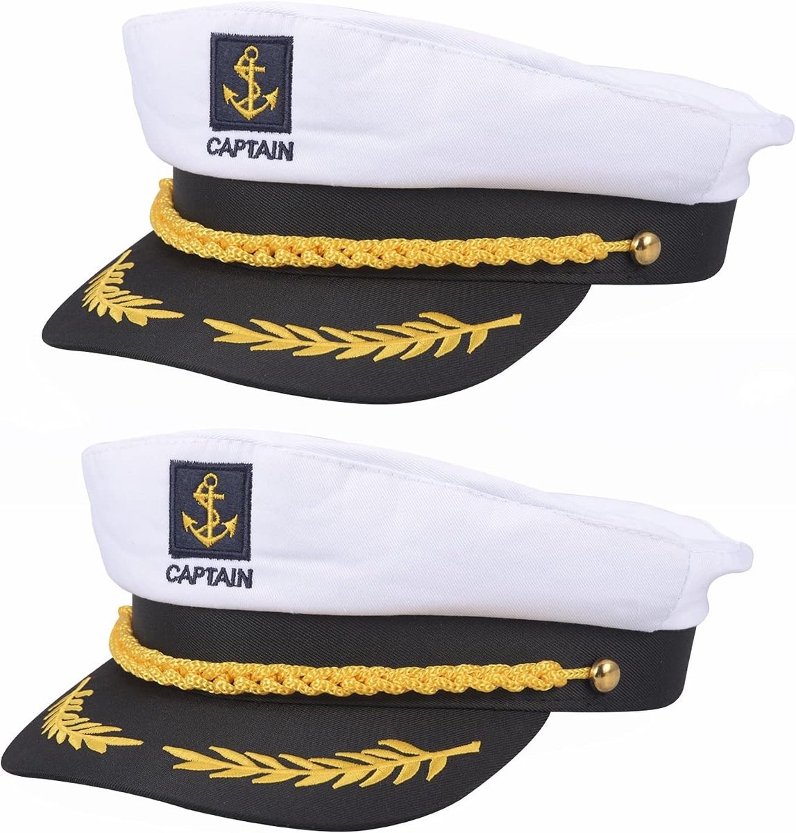 2 Stuks Verstelbare Kapiteinshoed voor Volwassenen - Zeeman Hoed voor Marine, Kostuum en Feestaccessoire