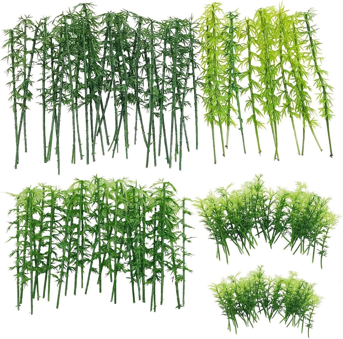 Plastic Bamboebomen in 5 Maten voor Modelbouw, Treinlandschappen en Diorama's - Perfect voor DIY Projecten