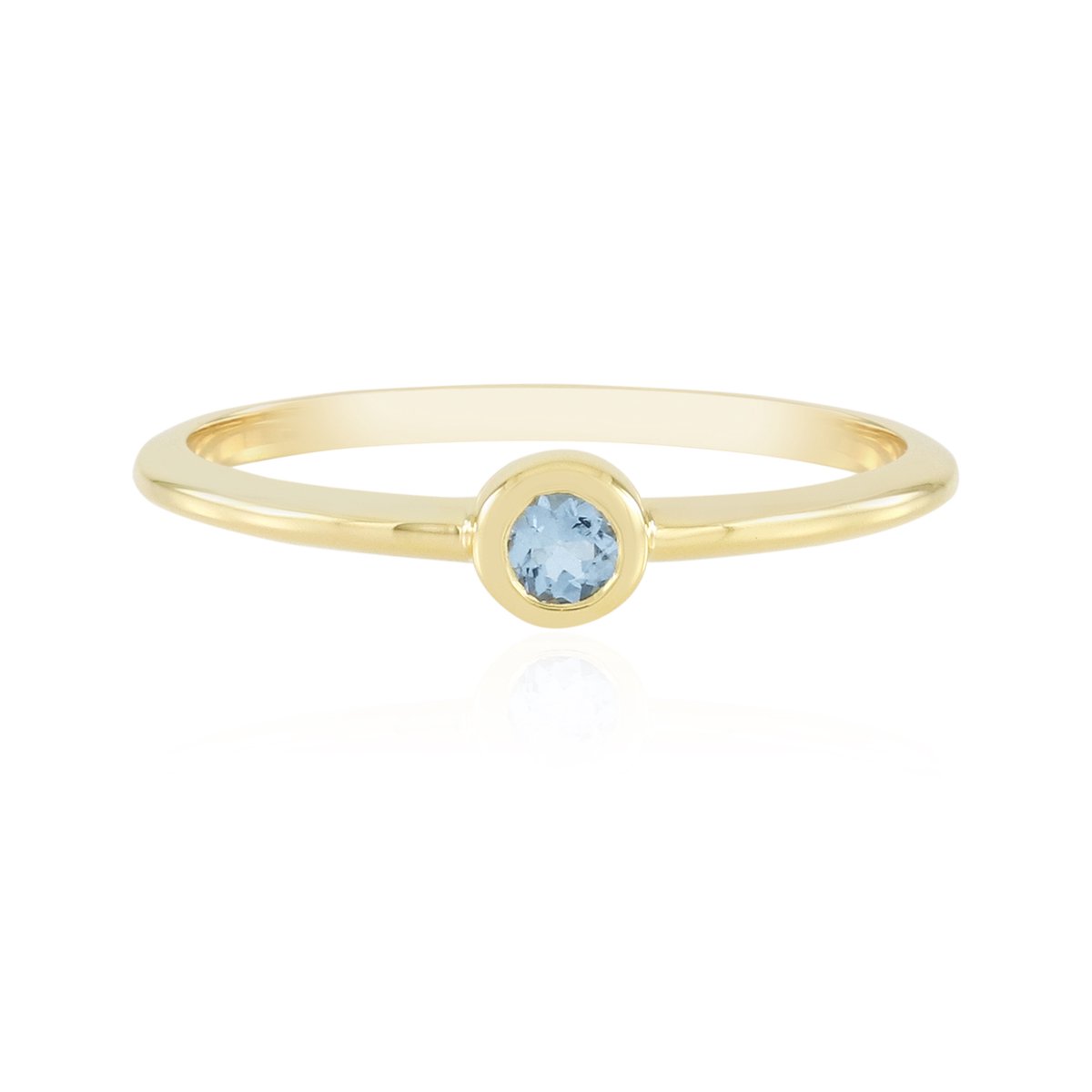 Cavill - Zilveren ring met Santa Maria aquamarijn 0,097 ct - Verguld 925 Sterling Zilver - Ronde geslepen edelsteen - Minimalistisch & elegant design