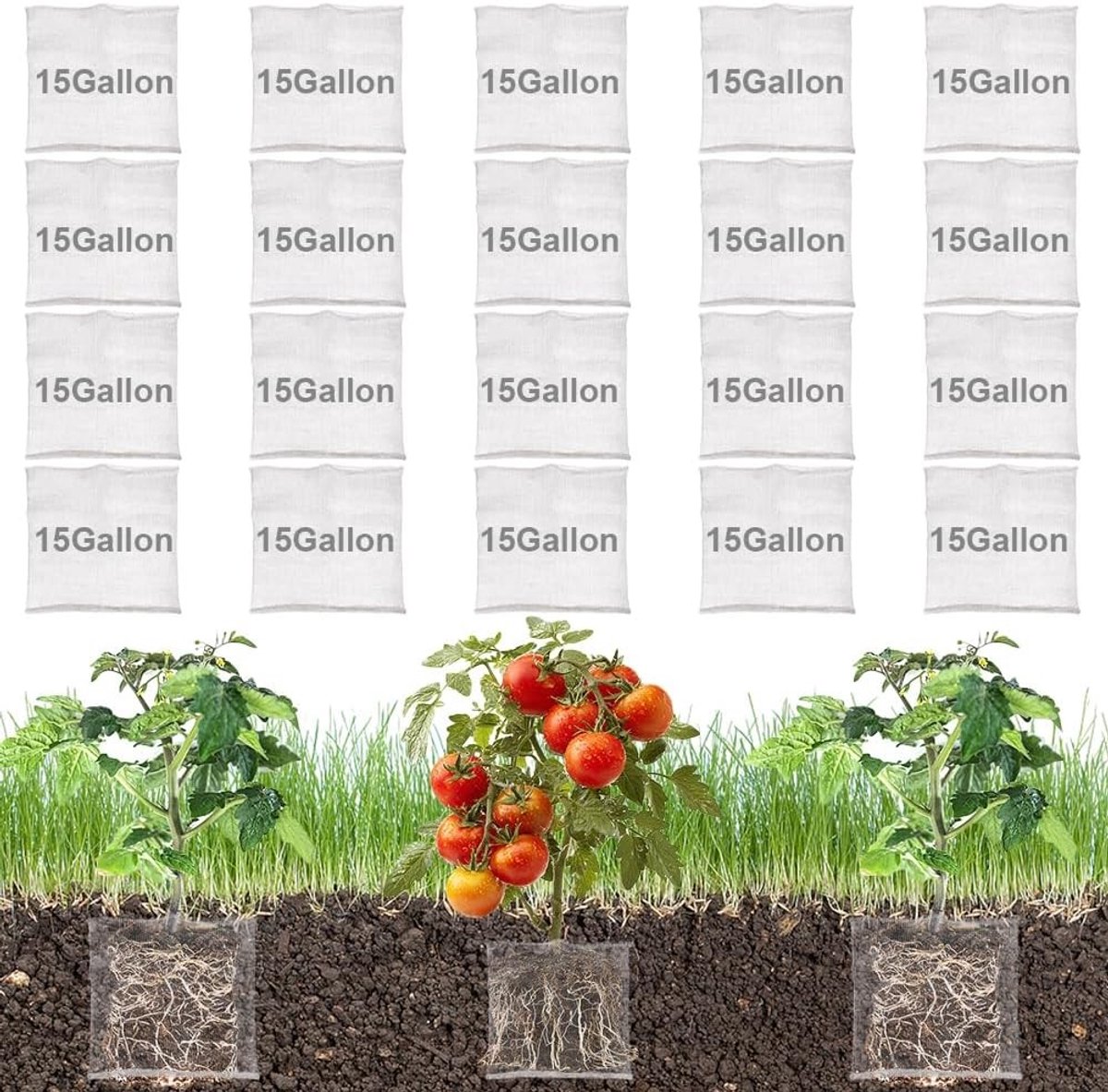 20 stuks 15 gallon plant wortelbescherming met roestvrijstalen gaas, effectieve barrière tegen mollen en woelmuizen voor tuinplanten, knollen en bloemen