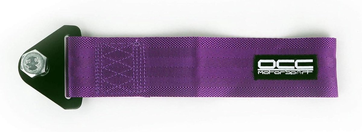Fiets sleeptouw - Paars - 25 x 5 cm - Nylon Sleepband met Stalen Haak - Voor Motorsport en Auto's
