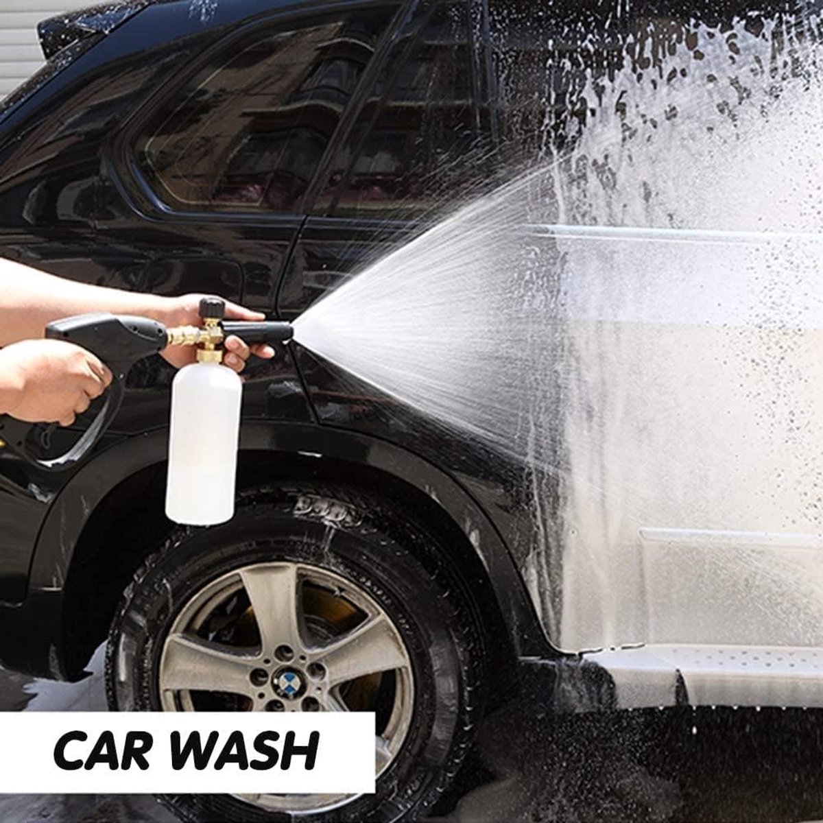 Sneeuwschuimspuit voor hogedrukreiniger met verstelbare nozzle en 1L tank voor Kärcher K2 K3 K4 K5 K6 K7, ideaal voor auto en terras reinigen