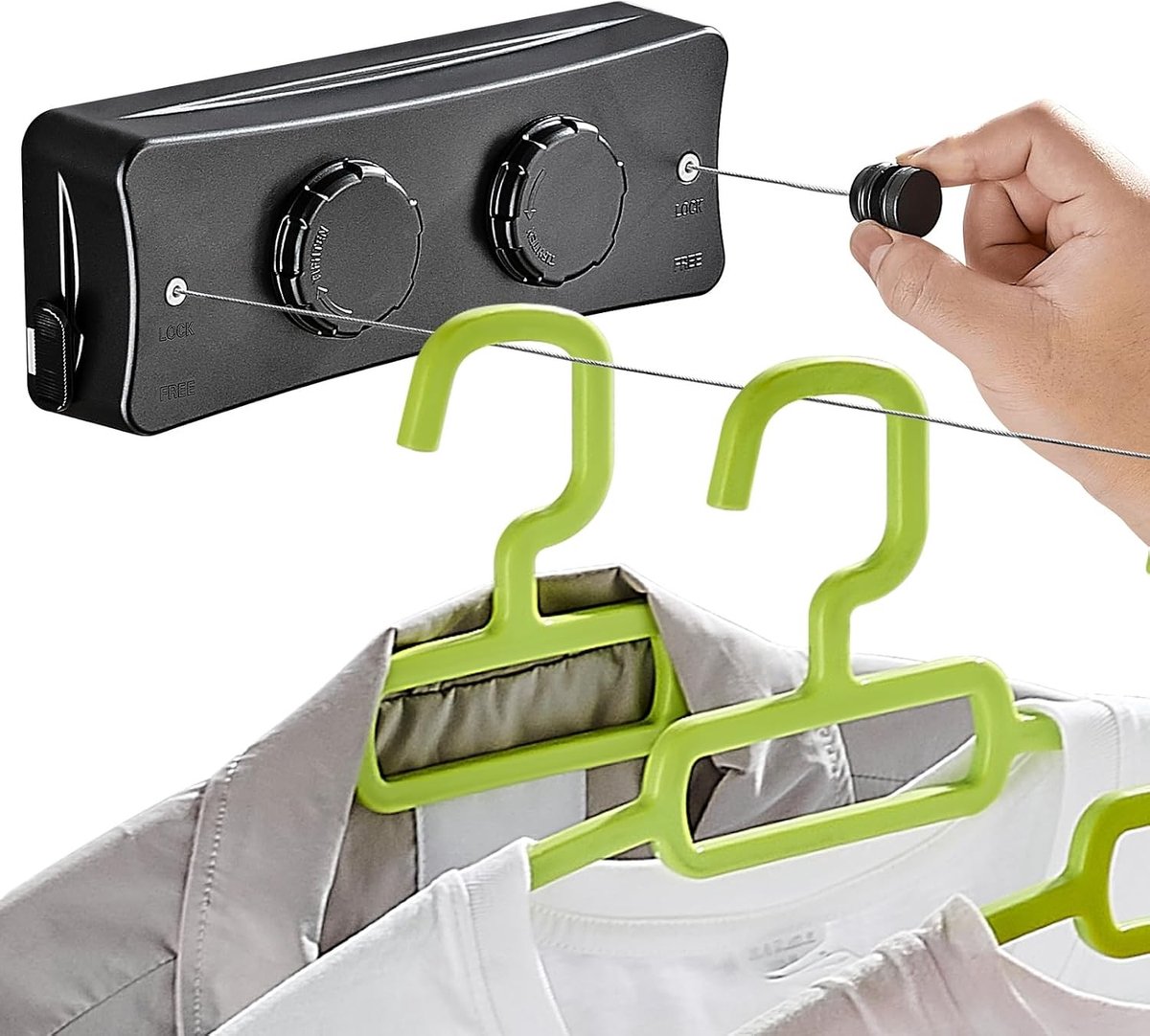 Droogrek radiator - Zwart dubbel - Uitschuifbaar wasrek met roestvrijstalen touwen - Voor binnen en buiten gebruik