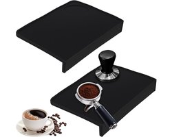 Pack van 2 silicone tamper matten, 21 x 15 x 3 cm, zwart, ideaal voor espresso en koffiezetten