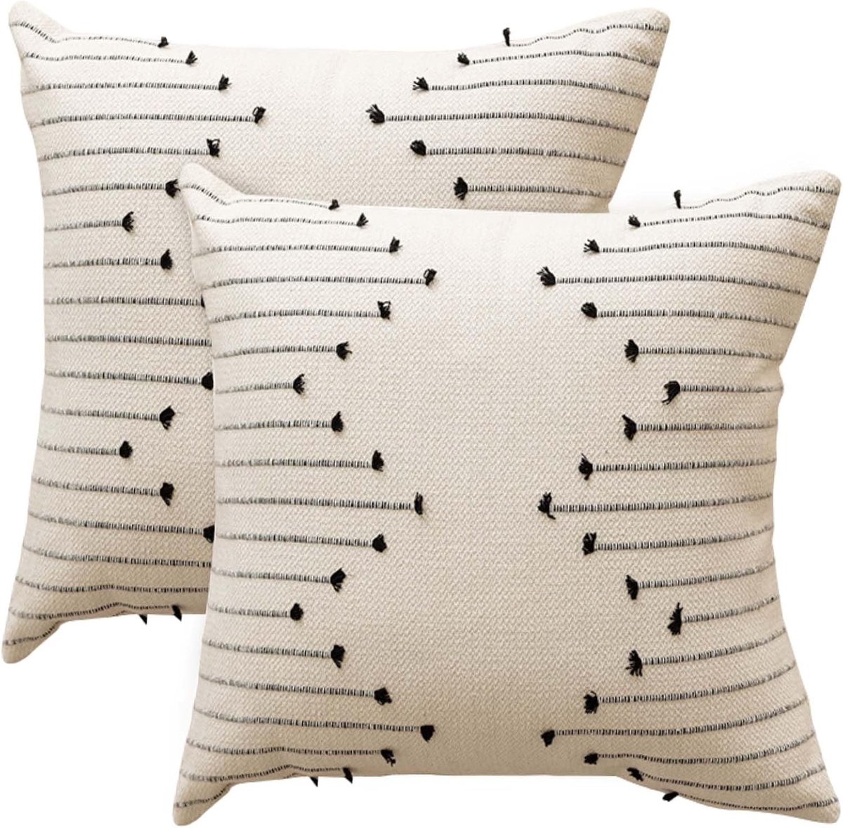 Set van 2 Kussenhoezen voor de Bank, Onzichtbare Ritssluiting, Boho Stijl, 45 x 45 cm, Ideaal voor Woonkamer, Slaapkamer en Balkon