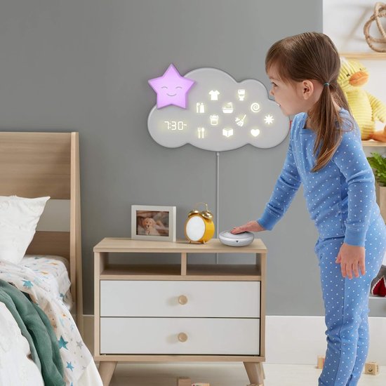 Nachtlampje met Routinehulp - Slaaptrainer Muziekdoos - Kinderkamer Inrichten - Interactieve 3-in-1 Functie - N.v.t. - Wit — afbeelding 5