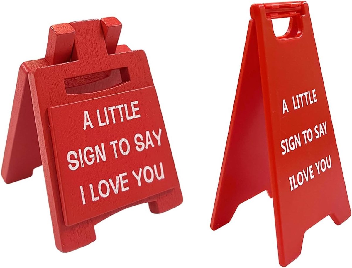 Decoratieve Houten Rode Kaart en Plastic Kaart, Creatieve Staande Ornamenten voor Cadeaus van Vrienden en Familie