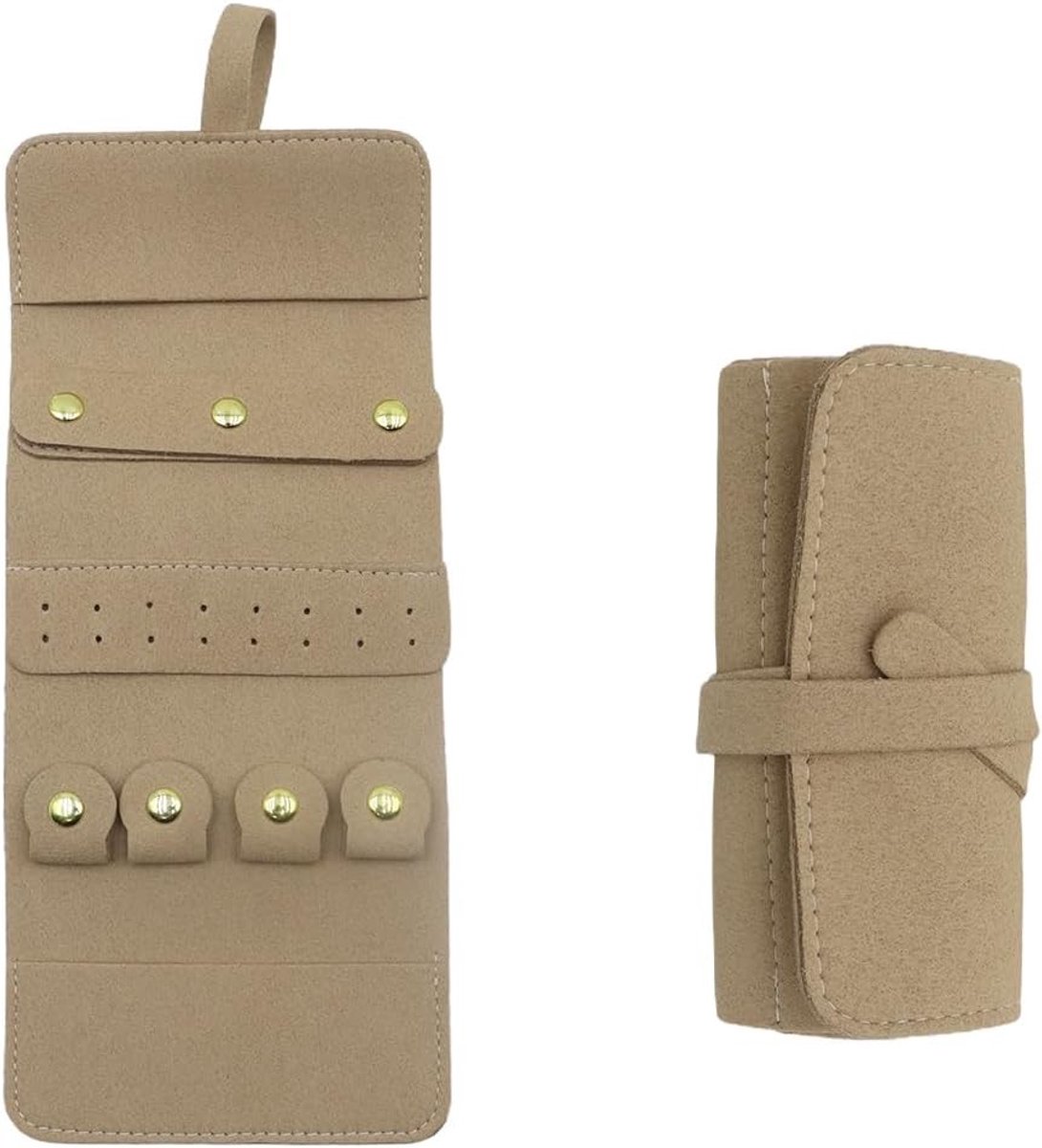 Reisjuwelendoos voor Vrouwen - Grote Capaciteit Organizer voor Oorbellen, Armbanden en Ringen - 24x10cm Khaki