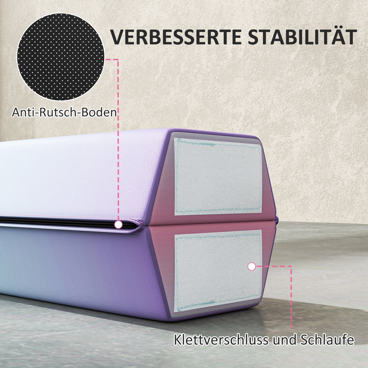 SPORTNOW Evenwichtsbalk Kunststof, Polyester 236L x 15B x 6,5H cm Meerkleurig — cadeau in Sport & Outdoor - foto 4
