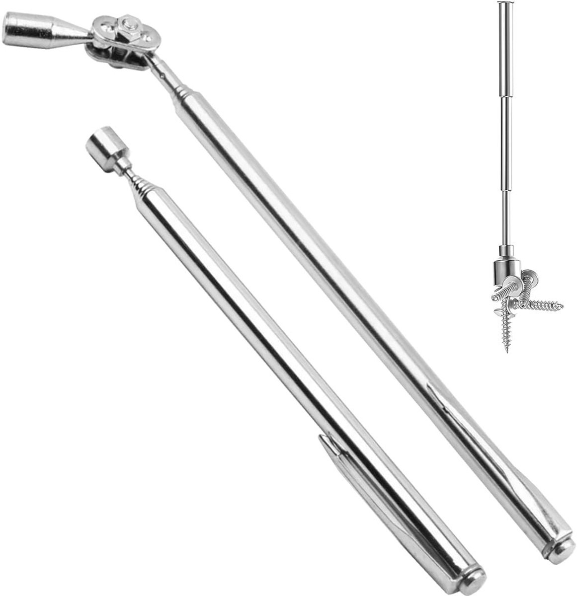 Telescopische Magneetstang - 2 Stuks Magnetische Ophangtool voor Schroeven, Moeren en Metaalonderdelen, RVS Grijper met Uittrekbare Functie