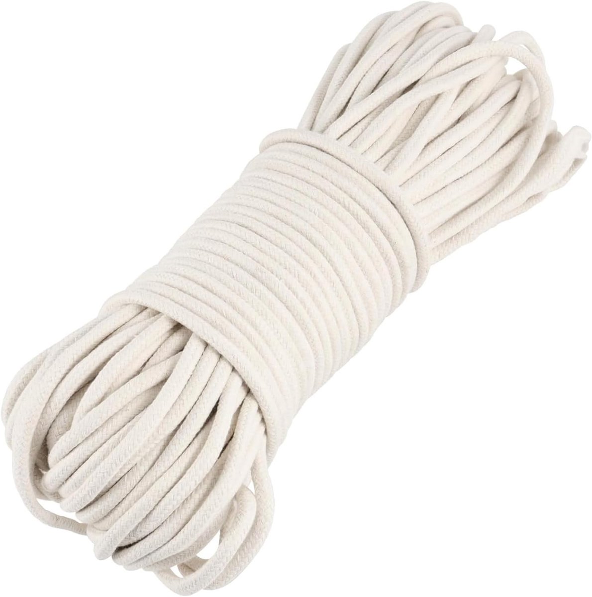 Multifunctionele Witte Katoenen Touw van 100 m en 6 mm voor DIY Klussen, Mandjes en Boho Decoratie