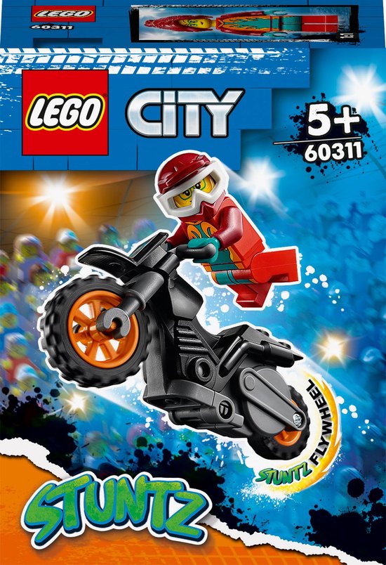 LEGO® City Vuur stuntmotor 60311 bouwset met een stuntmotor met vliegwielfunctie en een minifiguur van het personage Freya McCloud uit de tv-serie LEGO City Adventures (11 onderdelen)