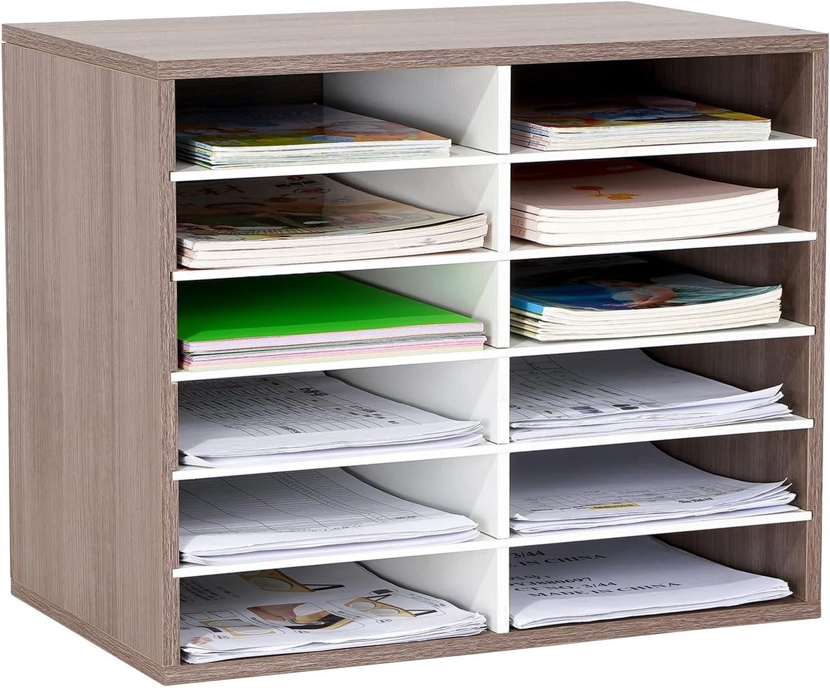 Desk Organizer voor Kantoor met Stapelbare Letterbak en Grote Opbergruimte - Retro Zwart, Efficiënte Kantoororganisatie en Ruimtebesparend Systeem