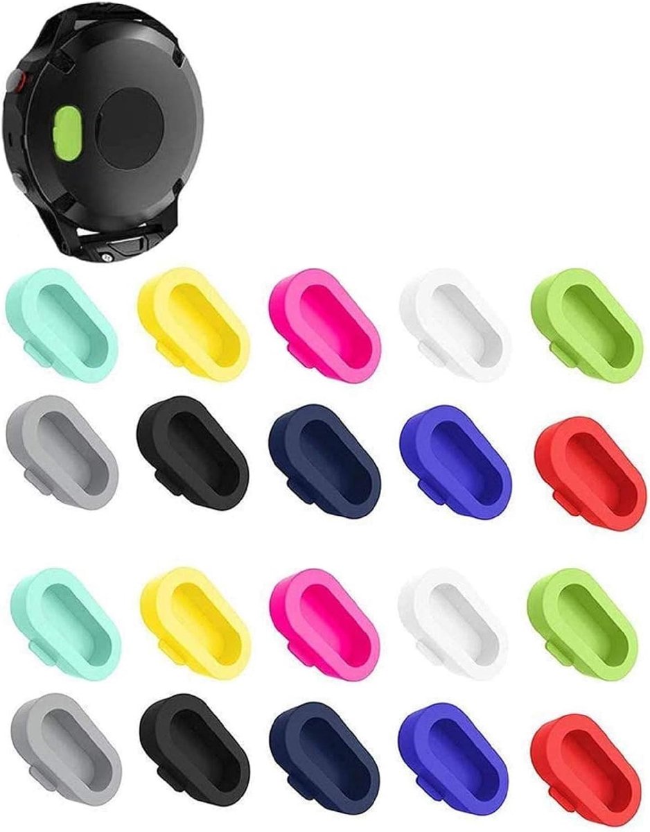 20 Stuks Kleurrijke Opladerpoort Beschermers voor Garmin Horloges, Stofdichte Pluggen voor Fenix 7, Vivoactive 4 en Forerunner 935