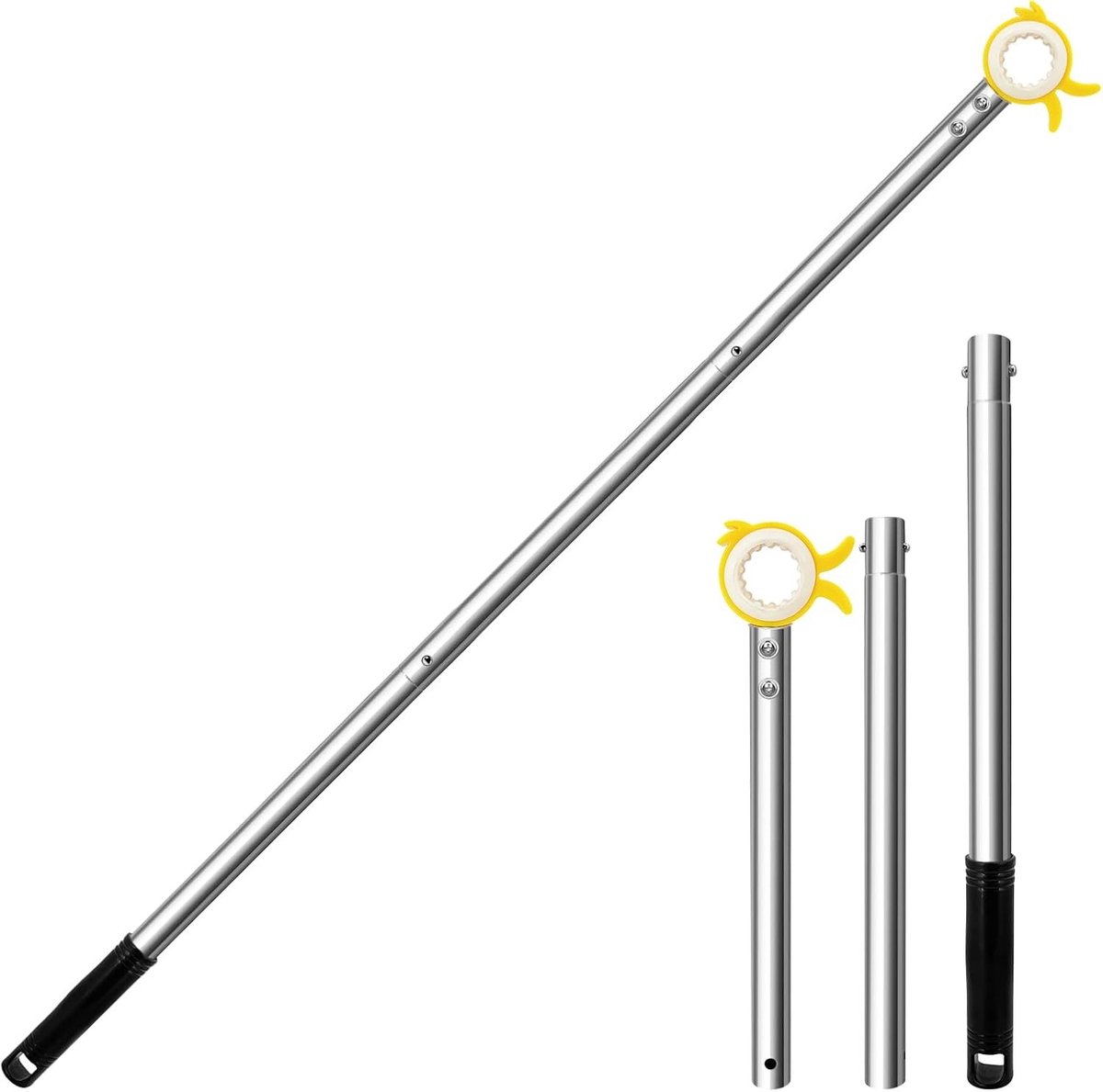 Verstelbare telescopische stang met vissershaak voor dakramen, roestvrijstalen raamhandgreep, 92 cm, ideaal voor Velux ramen en andere toepassingen