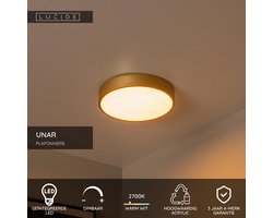 Lucide UNAR - Plafonnière (Plafondlamp) - Ø 30 cm - LED 3 StepDim (Memory) - 1x18W 2700K - Mat Goud / Messing