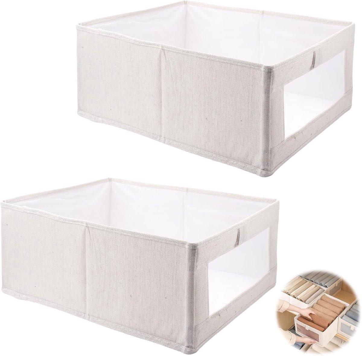 Set van 2 Vouwbare Opbergdozen voor Kasten, 41 x 11 x 17 cm, Ruimtebesparend en Praktisch Organiseren