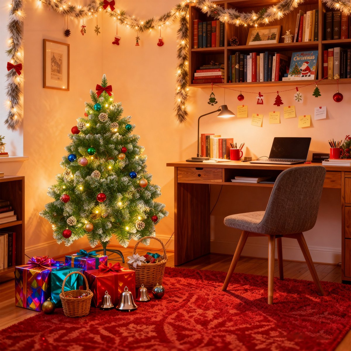 Kunstkerstboom 120 cm met LED Verlichting - Brandvertragend PVC - met Sneeuw en Dennenappels - Metalen Voet - Kerstdecoratie voor Huis en Etalage - NAIZY – foto 5