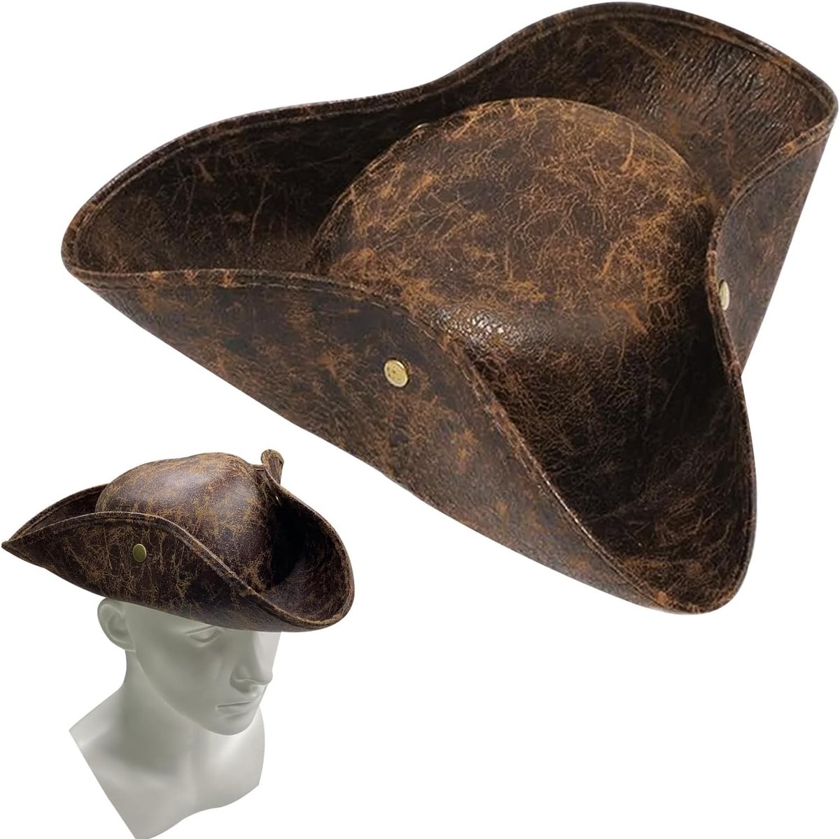 Piratenhoed Tricorn voor Halloween, themafeesten en cosplay, middeleeuwse piratenaccessoire voor kostuums en rollenspellen