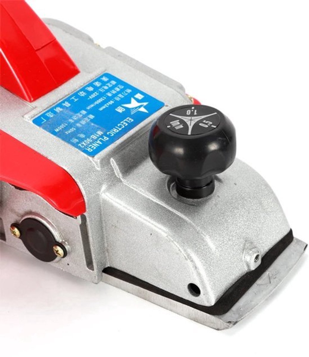 Elektrische Houtschaafmachine - Rood - 1300W - 350x90x2mm - Handheld - Corrosiebestendig