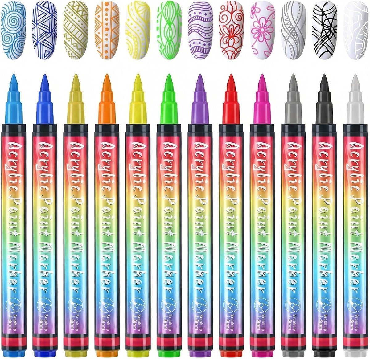 12 Kleuren 3D Nagelkunst Stiftenset voor Doe-Het-Zelf Nageldesign, Graffiti Stick, Versieringen voor Schoonheid en Feestdagen zoals Halloween en Kerstmis