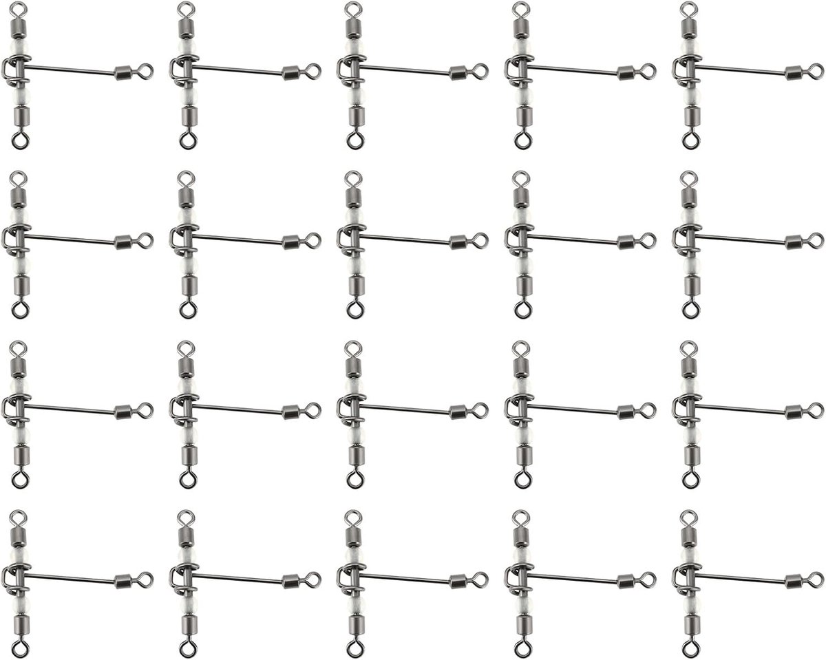 20 Stuks Zware 3-Weg Vistuigen met Luminous Triple T-Barrel en Parels voor Zoet- en Zoutwater Hengelsportaccessoires