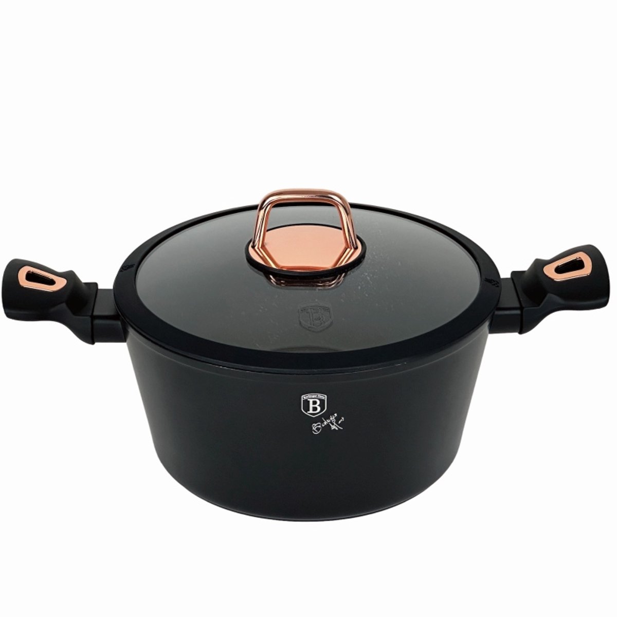 Steelpan met deksel en marmerafwerking, 24 cm, Black Rose Collection