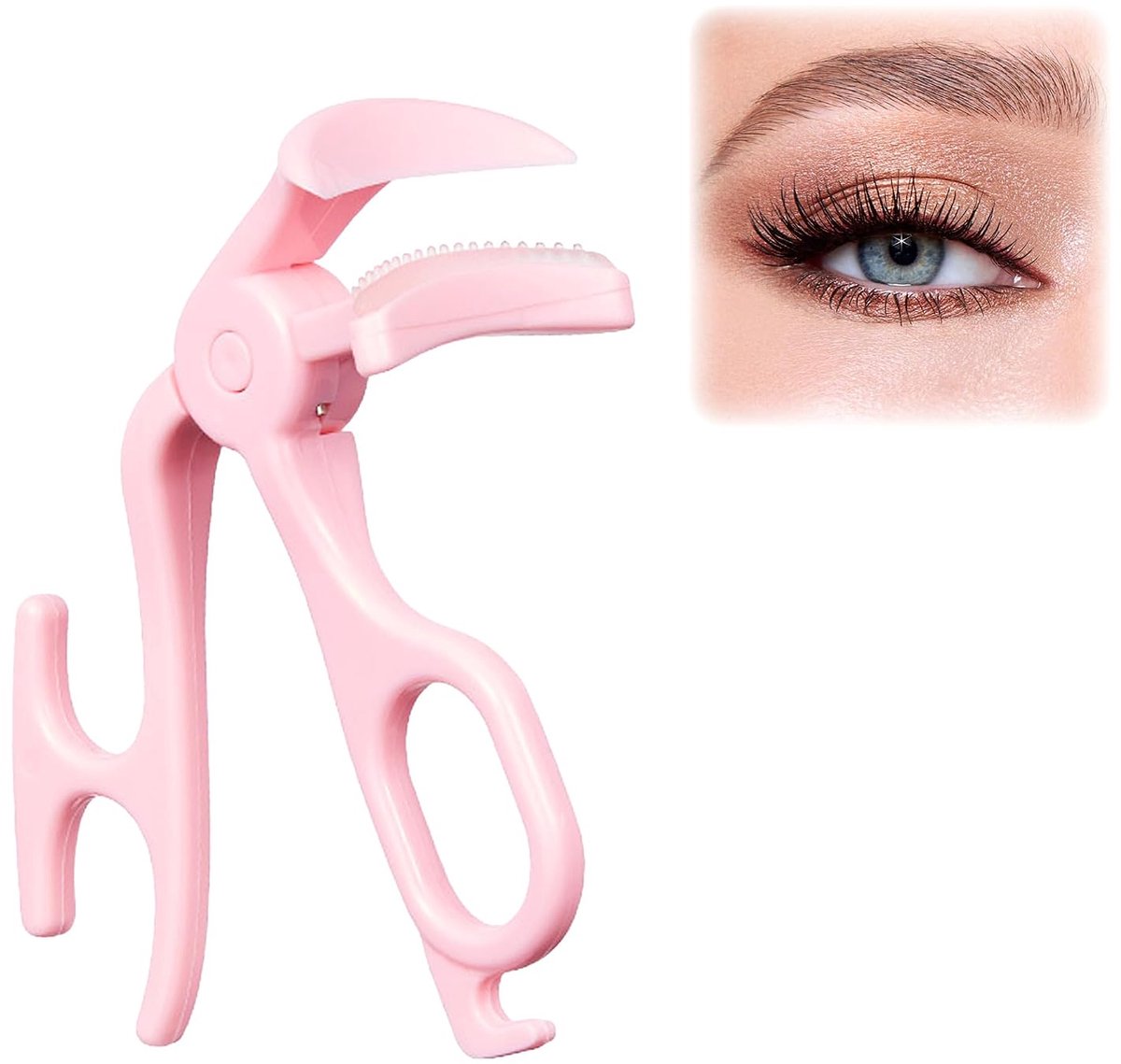 Wimperkruller met kam, frameloze wimperkruller, roze