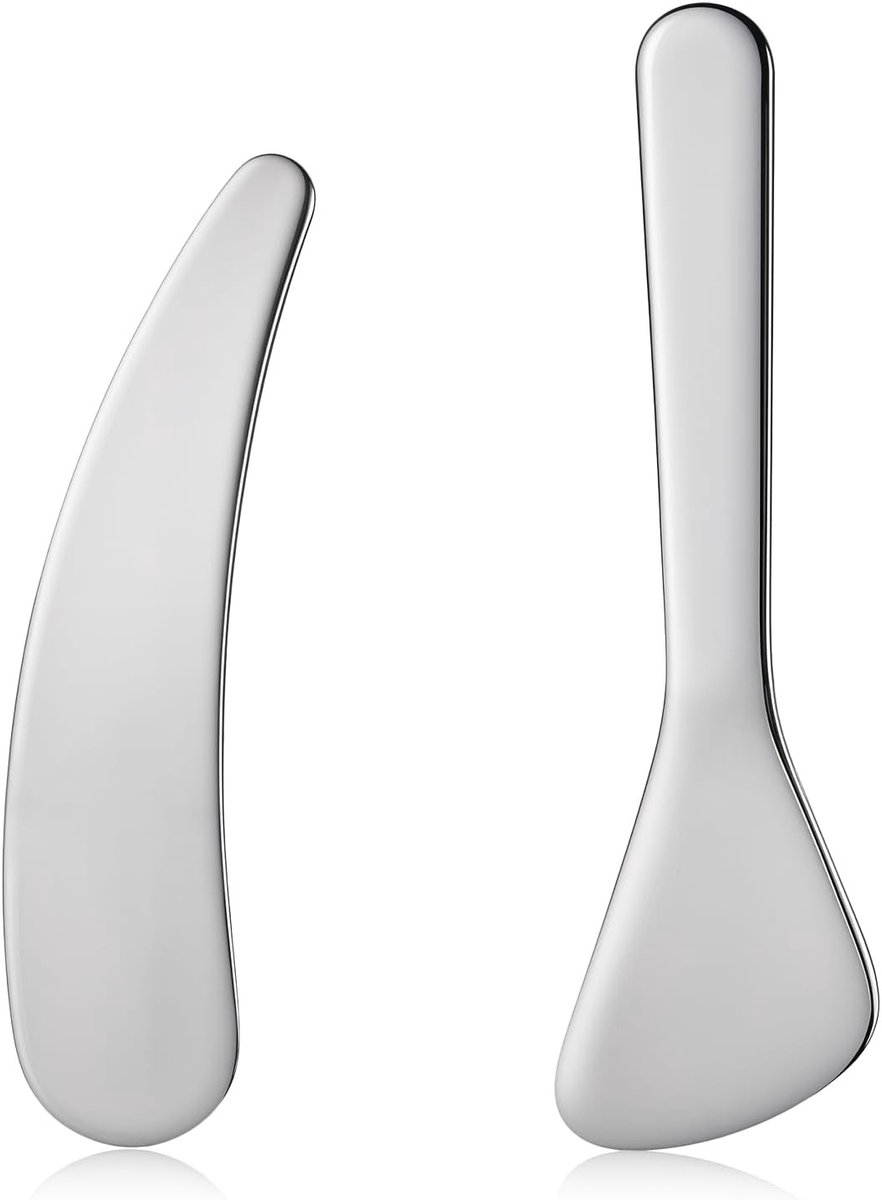 2 Stuks RVS Cosmetische Spatula's - Herbruikbare Mini Make-up Spatula voor Crème, Maskers en Lotion voor Gezicht en Huidverzorging