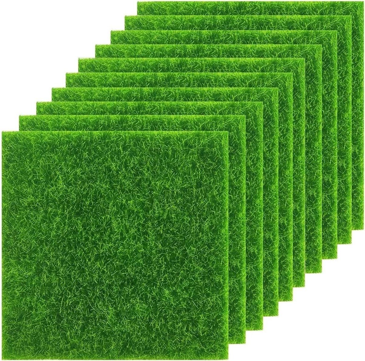 10 Stuks Kunstgras Mat 15x15 cm Realistisch Tuin Gras voor Miniatuurtuin Decoratie en Speelgoedhuisjes