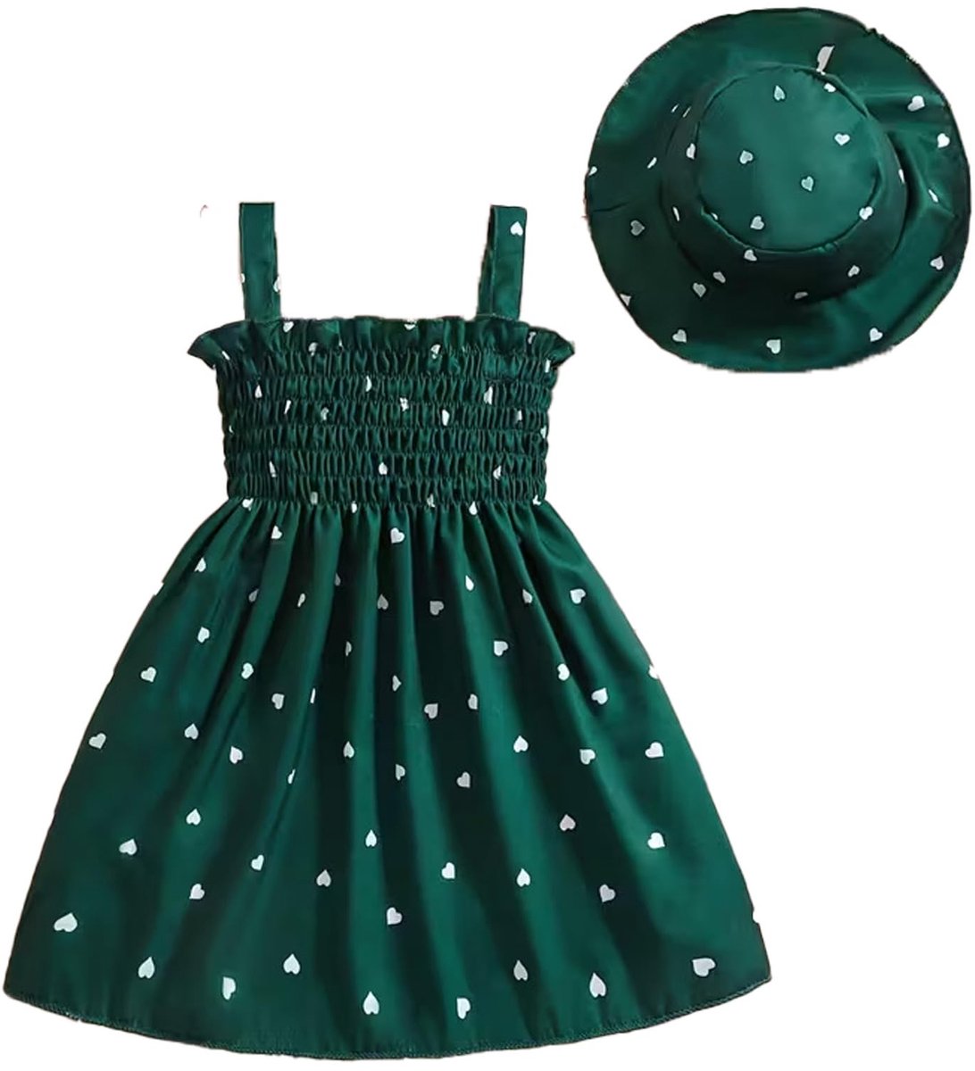 eqenkely Prinsessenjurk voor meisjes, mouwloos + muts, 2-delige set met bloemen, strandjurk, kleding voor lente en - ShopVlot