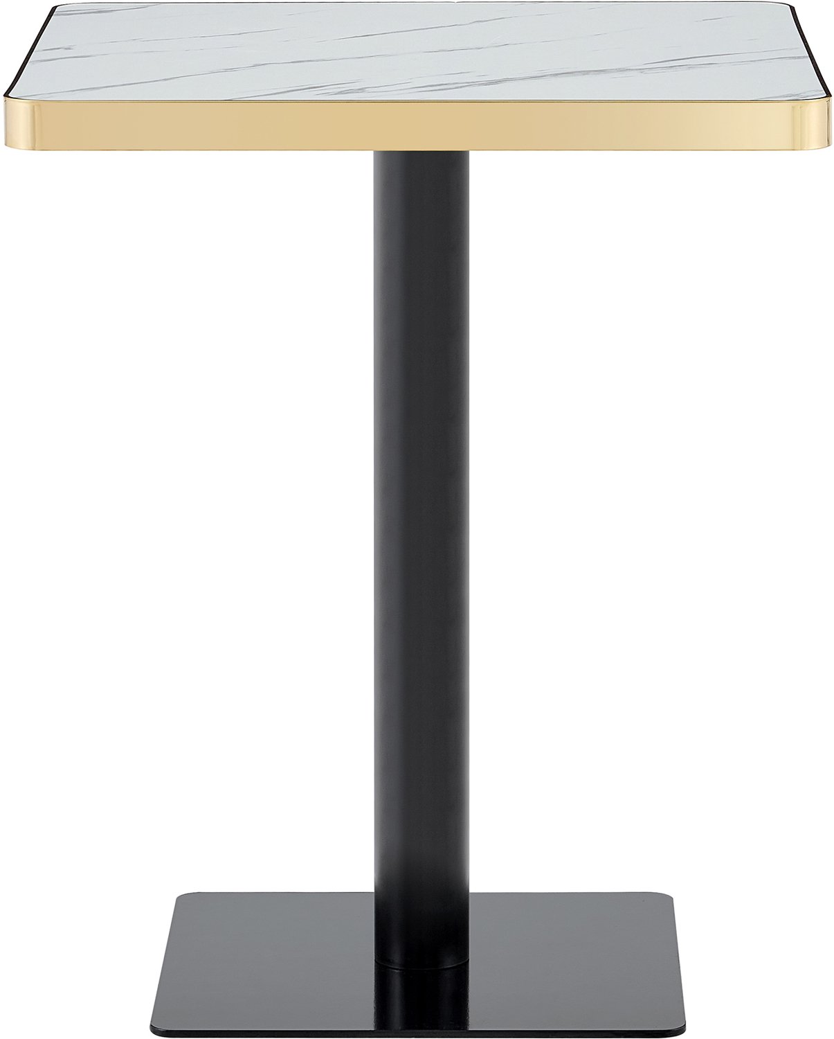 SONNENH Vierkante eettafel met marmerlook en gouden rand - 60 x 60 x 74 cm
