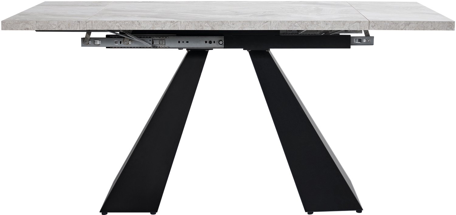 SONNENH Uitschuifbare eettafel met stalen poten - MDF marmerlook - 99 tot 159 cm - Grijs Grijze marmerlook / Zwart