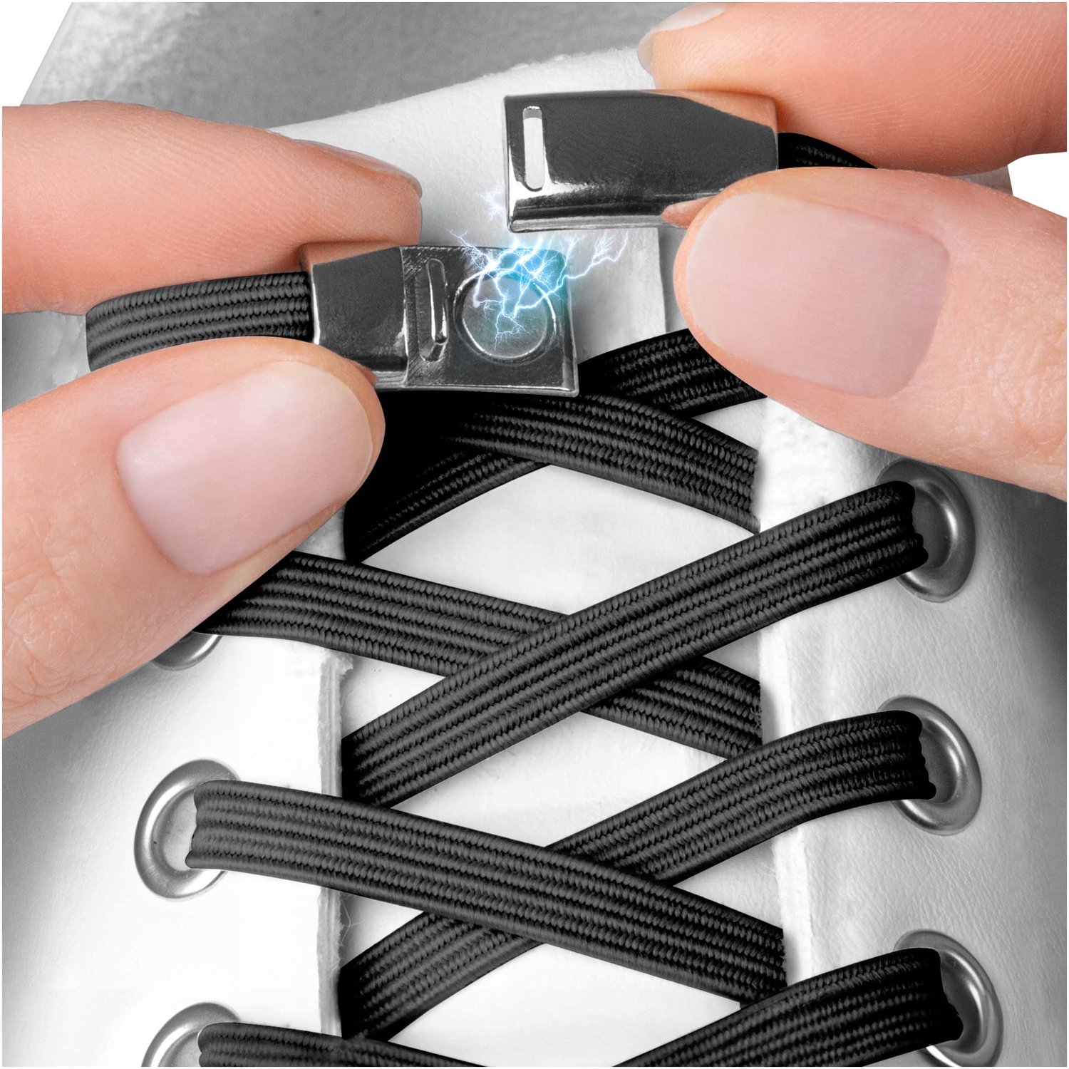 Elastische veters zonder strikken met magnetische sluiting - Zwart