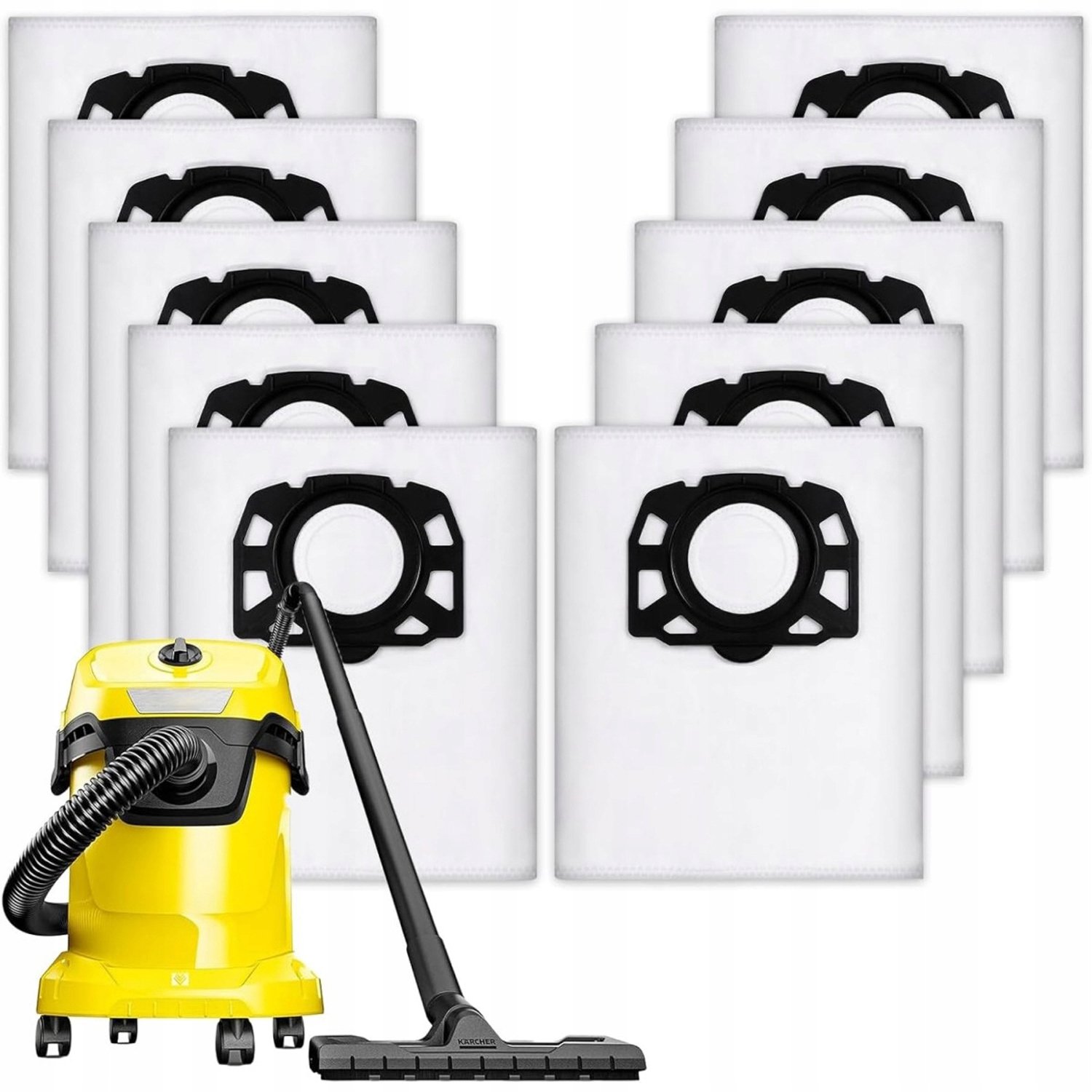 10 Stuks Stofzuigerzakken voor Kärcher WD2, WD3, MV3, SE Serie