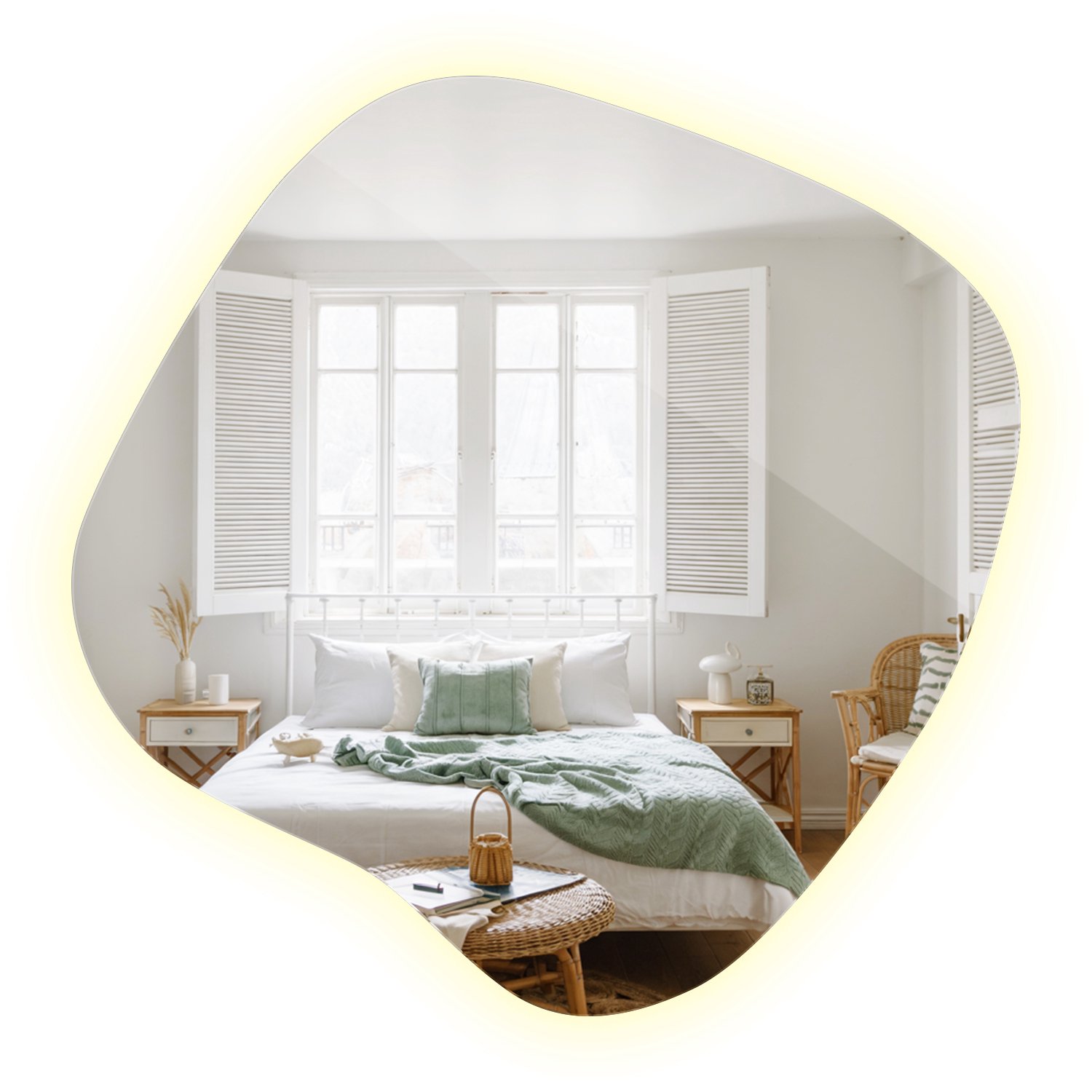 WallMuralia - Wandspiegel LED Neutraal licht - 77,3 x 76,6 cm - Spiegel asymmetrisch - Spiegel organische vorm - Decoratieve wandspiegel - Spiegel spetter