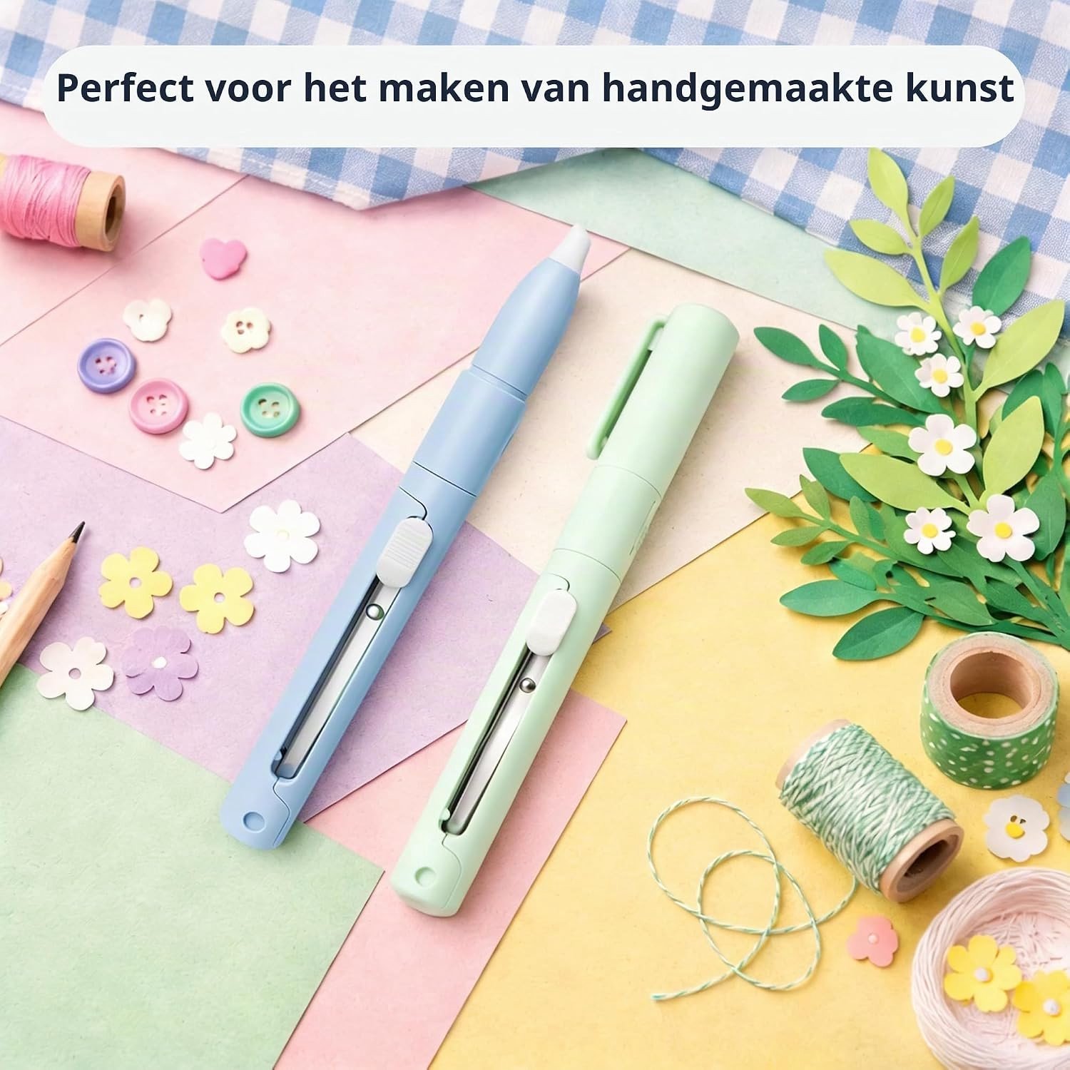 Multi-Purpose Paper Cutter Set met ABS Keramisch Mes voor School en Knutselprojecten, 2 Stuks in Blauw en Groen