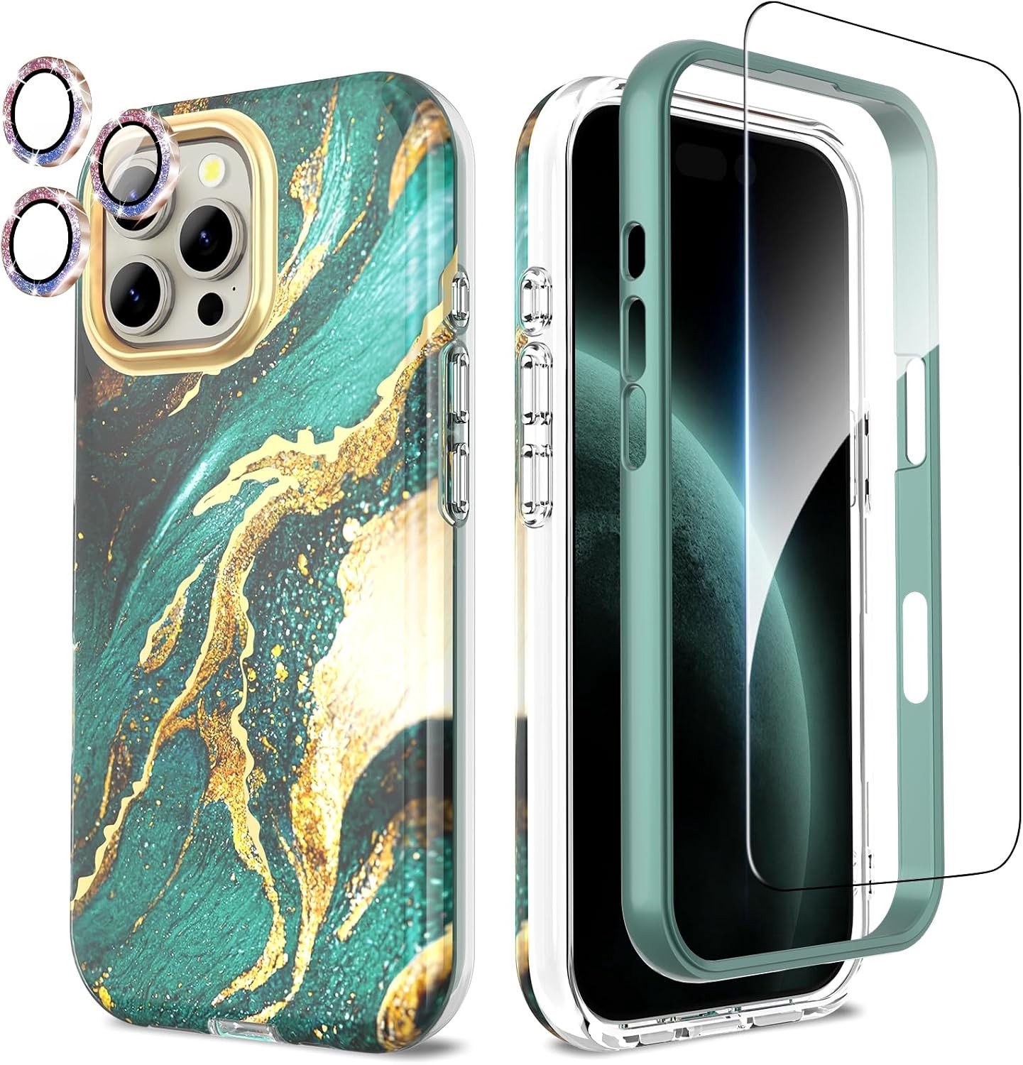 4-in-1 iPhone 16 Pro Max Hoes met Schermbeschermer, Bumper en Camera Bescherming - Schokbestendig, 360° Bescherming, Duurzaam en Stijlvol Ontwerp