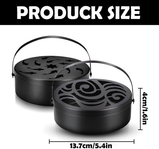 Mosquito Reel Holder van RVS - 2 Stuks Incense Stick Houder met Deksel voor Thuis, Tuin, Kamperen en Buitenactiviteiten — afbeelding 5