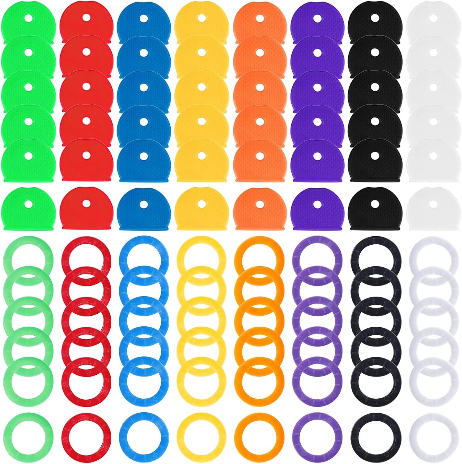 Dailygoods- Sleutelafdekkingen 96 stuks - Rubber - Flexibele Siliconen - Eenvoudige Identificatie - Diverse Kleuren - Waterdicht - Sleutelhoes