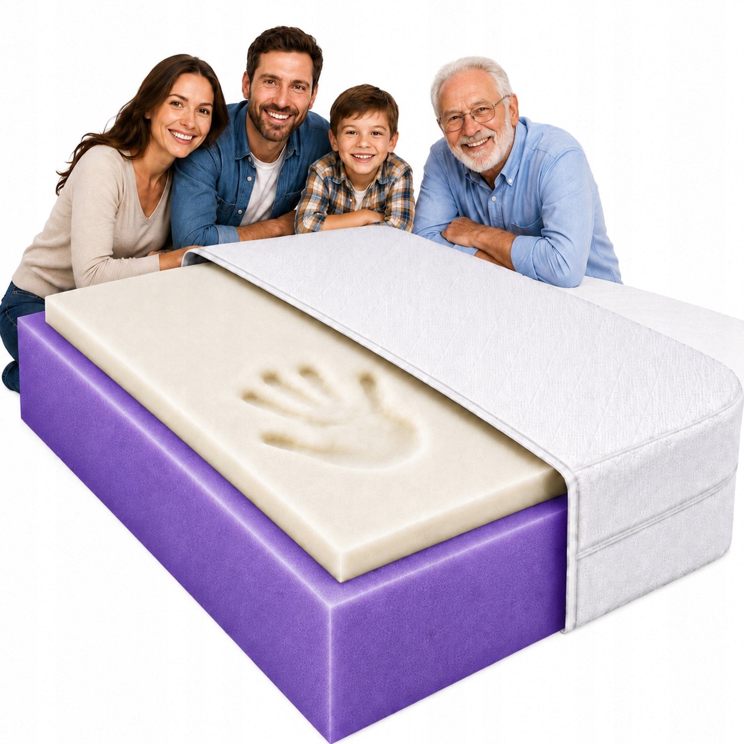 MATERACE Z GÓR Hard Visco Matras 90x180cm - 19cm Dik, Twee Hardheden H3/H4