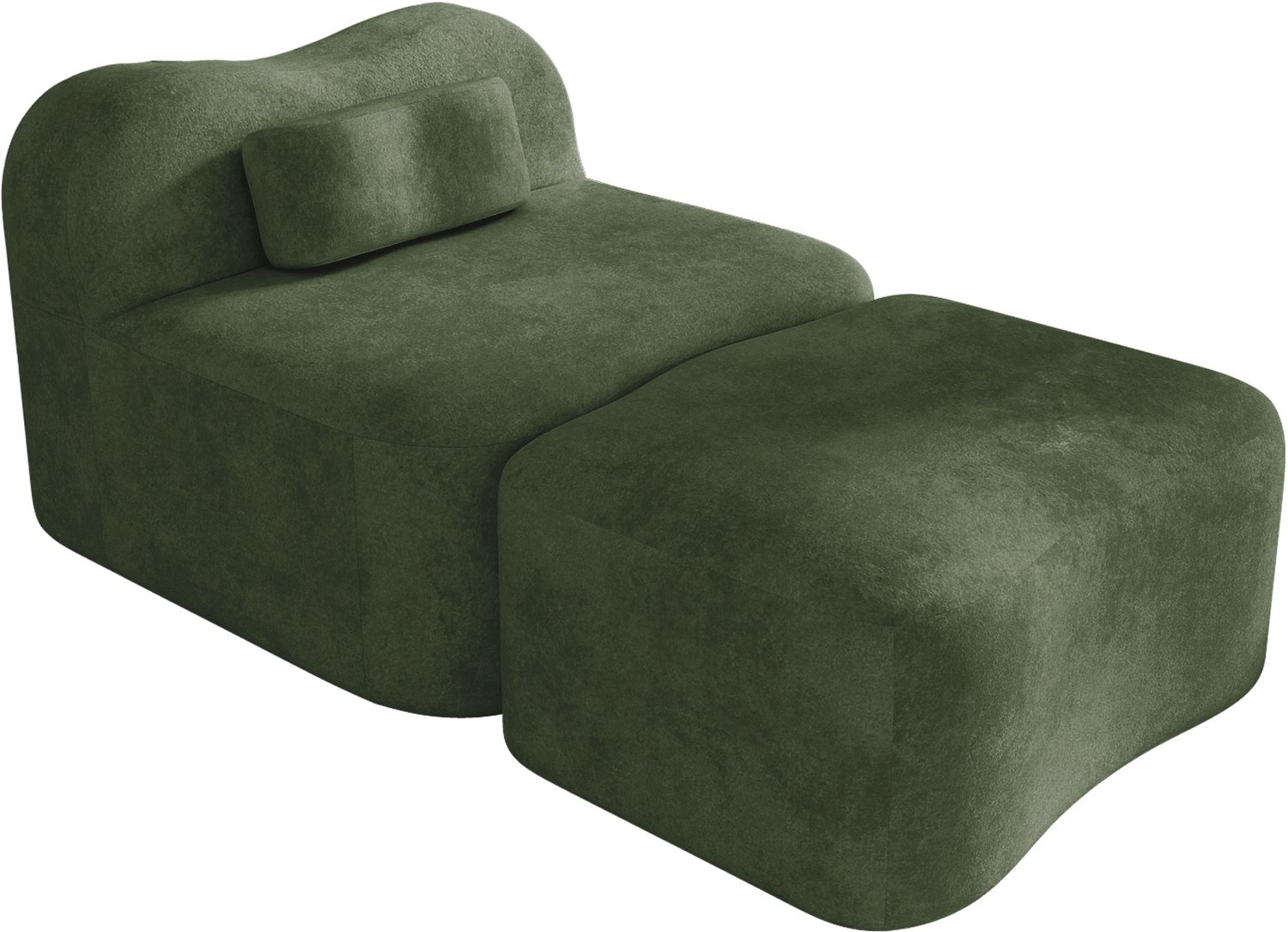 SONNENH Modulaire 1-zitsbank met ottoman - Fluweel - 96 x 167 cm - Groen