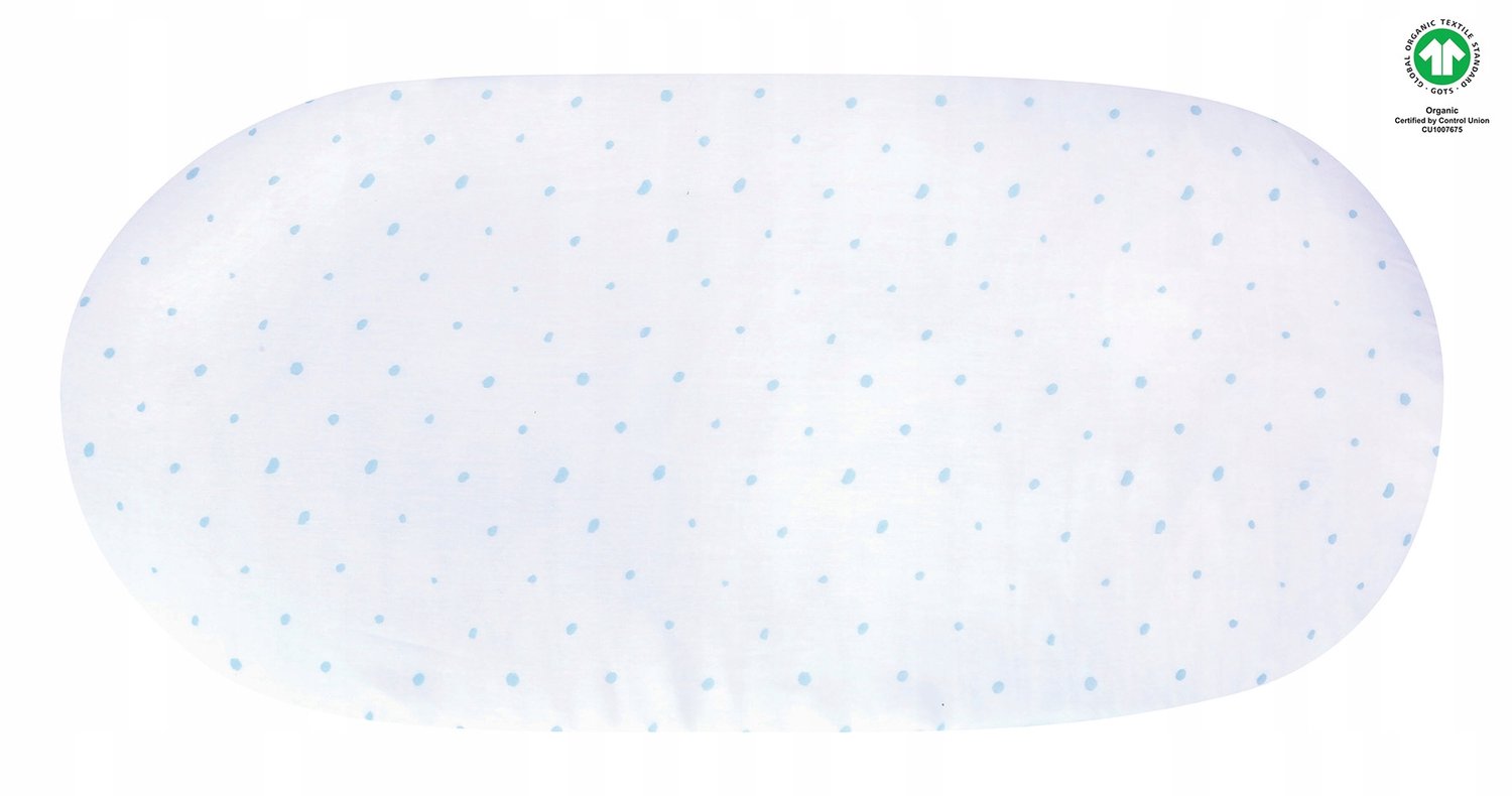 Motherhood p. z o.o. Organisch Hoeslaken met Elastiek voor Kinderwagen/Wieg - Blauwe Stippen