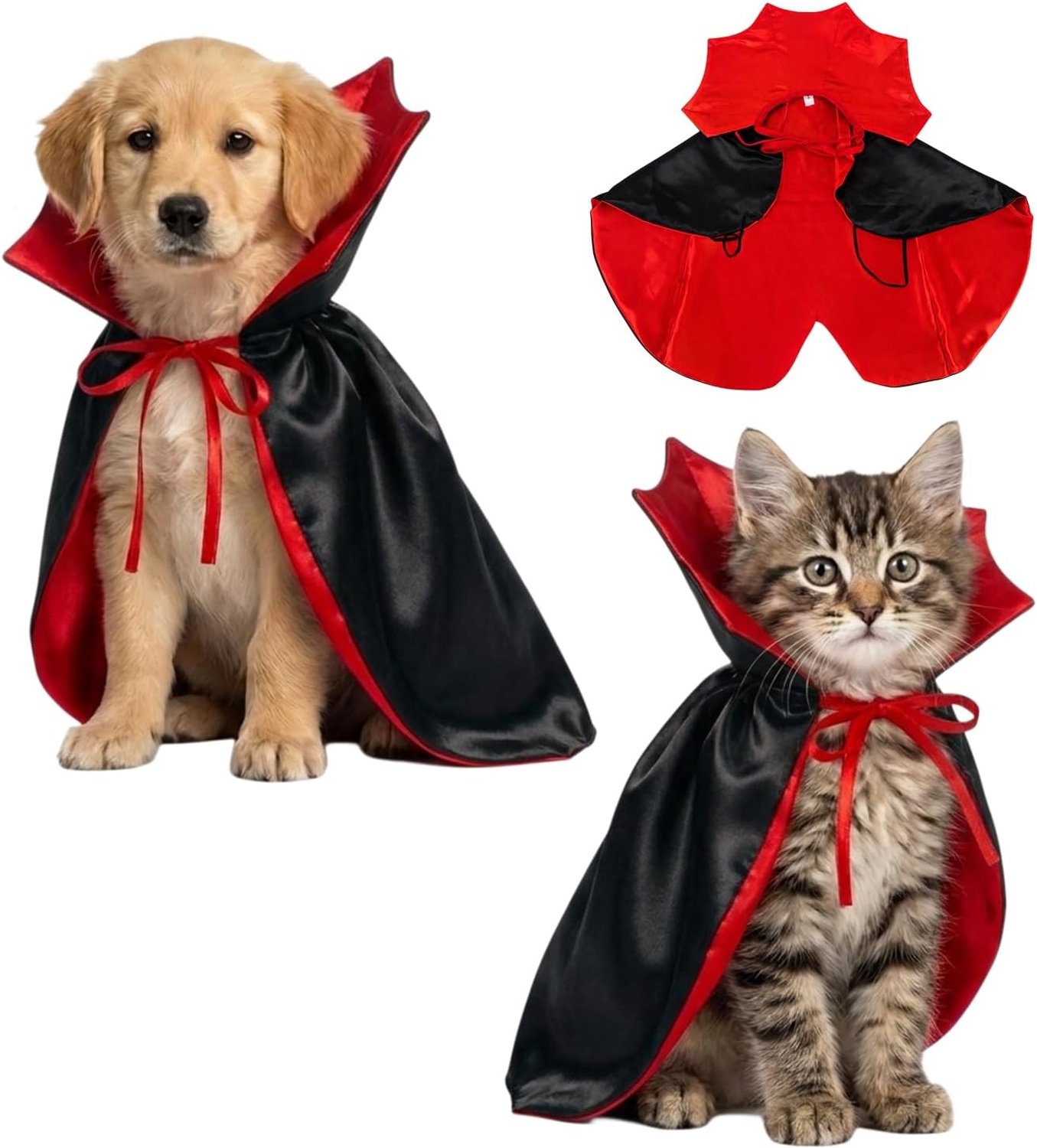 Grappige vampiercape voor honden en katten, comfortabel polyester kostuum voor Halloween, perfect voor grote en kleine huisdieren