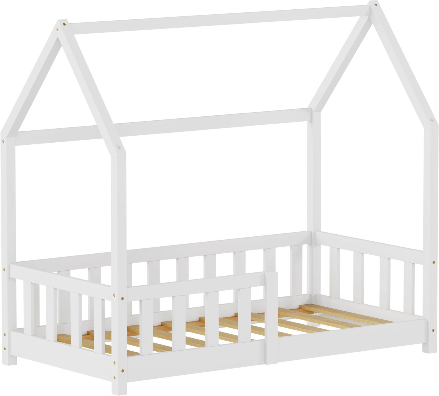 Kinderbed Hesel montessori bed met uitvalbeveiliging 70x140 cm wit [en.casa]