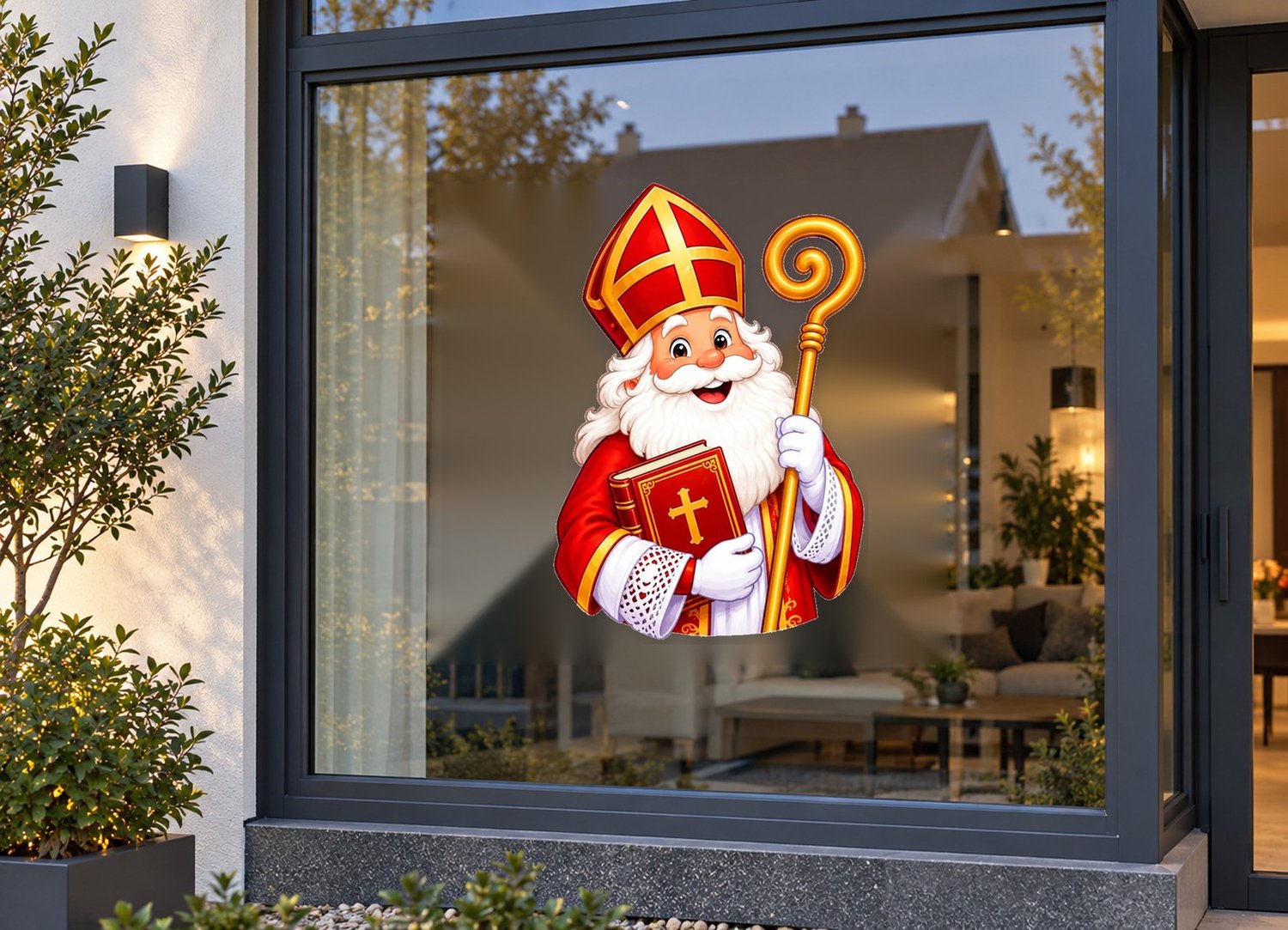 De Stickerman Sinterklaas Raamsticker 50cm Breed Herbruikbaar Weerbestendig (V16) Multi